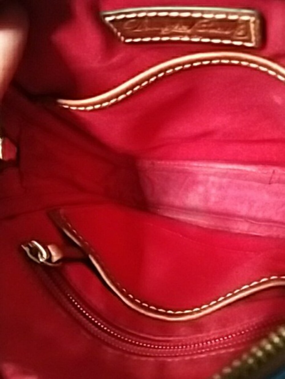 Dooney & Bourke Blue Pebbled Leather Crossbody with Brown Trim - Picture 12 of 13